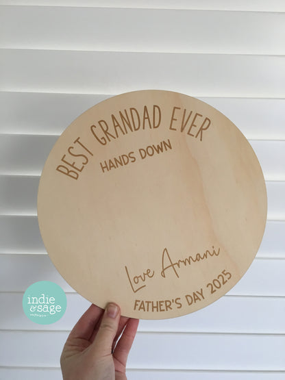 Personalised Handprint Plaque - Best Daddy Ever Hands Down