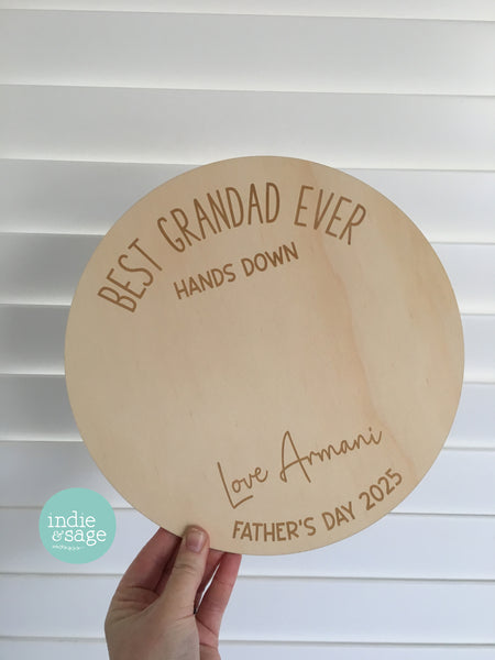 Handprint Plaque, Add Your Message! Personalised Fathers Day Gift from Children, Best Dad Hands Down, First Fathers Day, Grandad Gift Dad