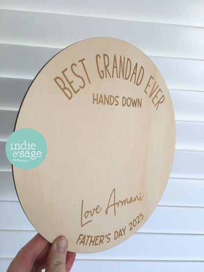Personalised Handprint Plaque - Best Daddy Ever Hands Down