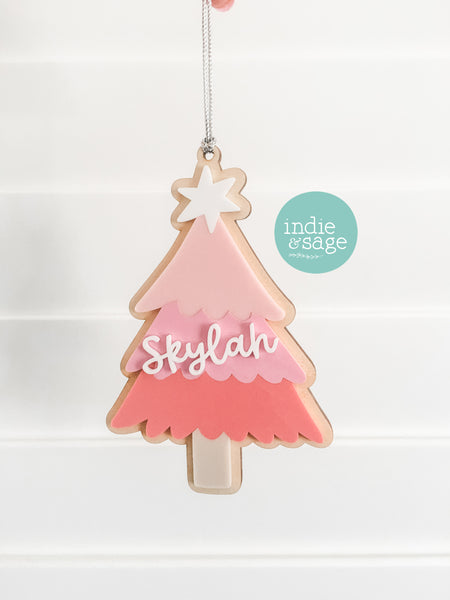 Personalised Christmas Decorations - Pink Girls Name Ornament