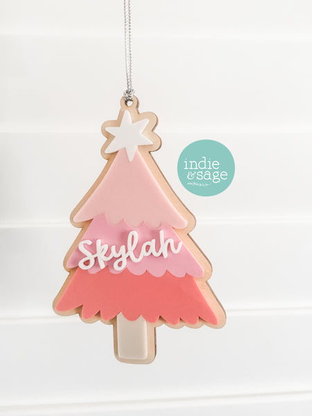 Personalised Christmas Decorations - Pink Girls Name Ornament