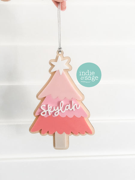 Personalised Christmas Decorations - Pink Girls Name Ornament