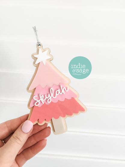 Personalised Christmas Decorations - Pink Girls Name Ornament