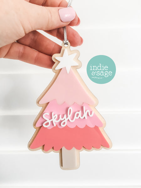 Personalised Christmas Decorations - Pink Girls Name Ornament
