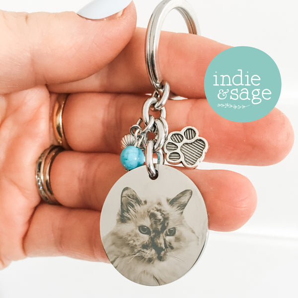 Pet Memorial Photo Keychain, No Longer By My Side But Forever In My Heart Personalised Keyring
