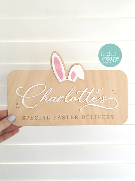 Personalised Easter Crate Sign Plaque - Special Easter Delivery
