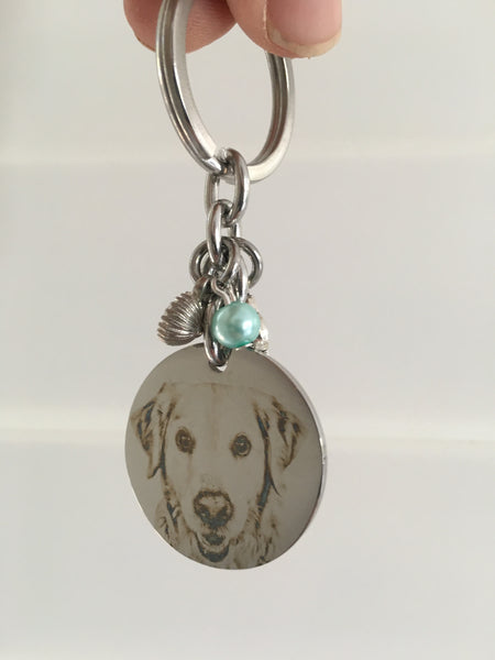 Custom Pet Portrait Necklace or Keychain – Engraved Dog or Cat Photo Pendant