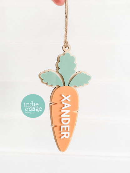 Personalised Carrot Easter Basket Tag – Custom Easter Basket Name Tag
