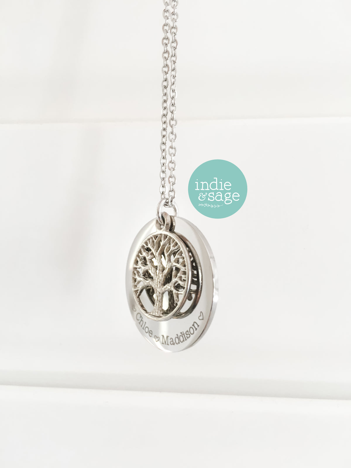 Personalised Tree Of Life Family Name Necklace (Personalise This Piece With Names Of Your Choosing)