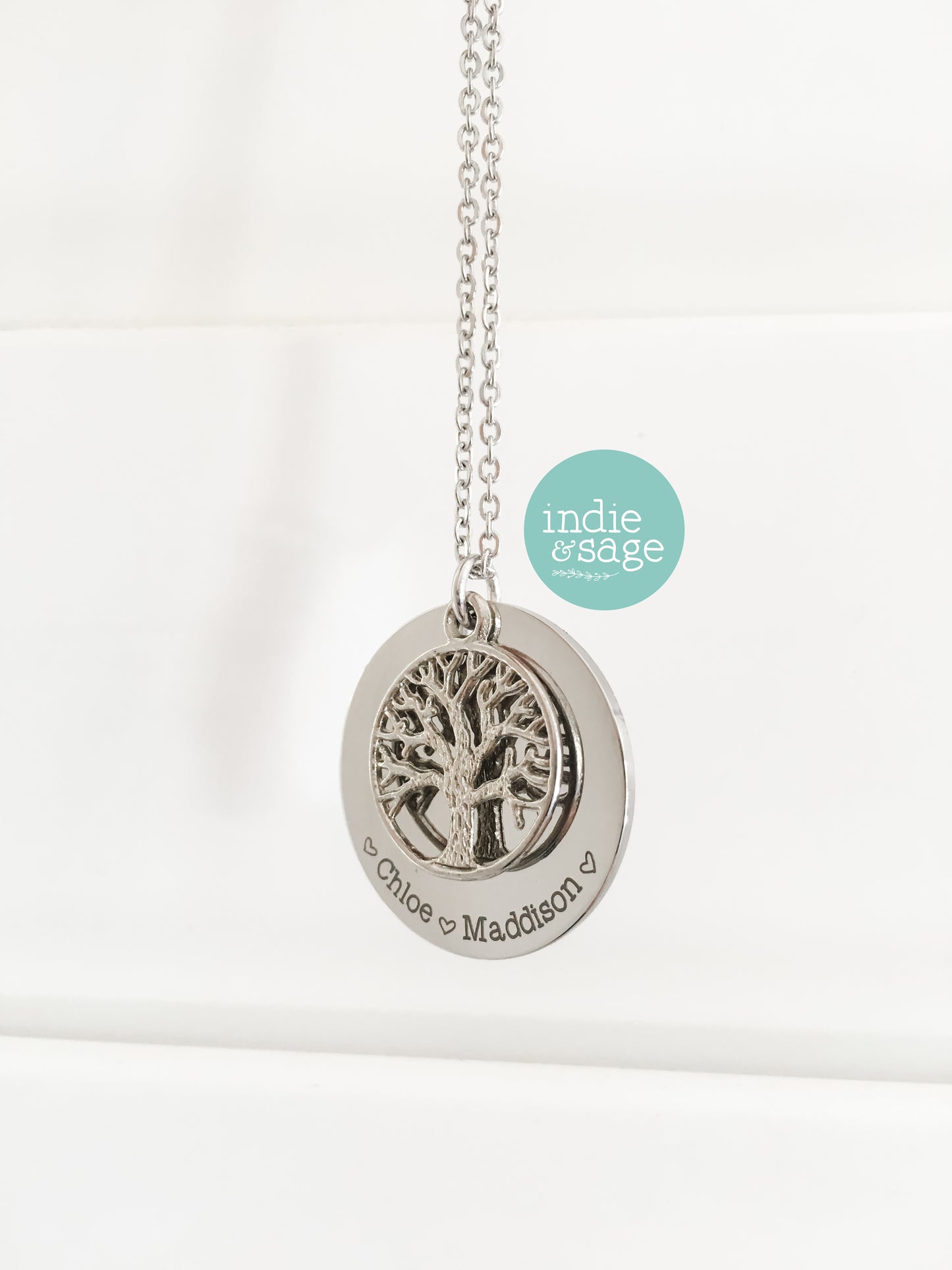 Personalised Tree Of Life Family Name Necklace (Personalise This Piece With Names Of Your Choosing)