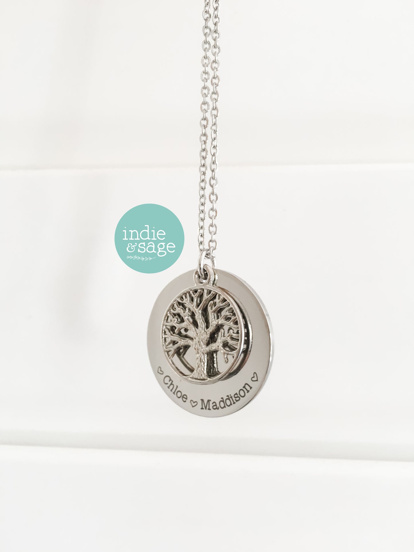 Personalised Tree Of Life Family Name Necklace (Personalise This Piece With Names Of Your Choosing)