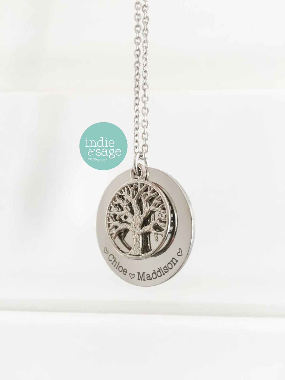 Personalised Tree Of Life Family Name Necklace (Personalise This Piece With Names Of Your Choosing)
