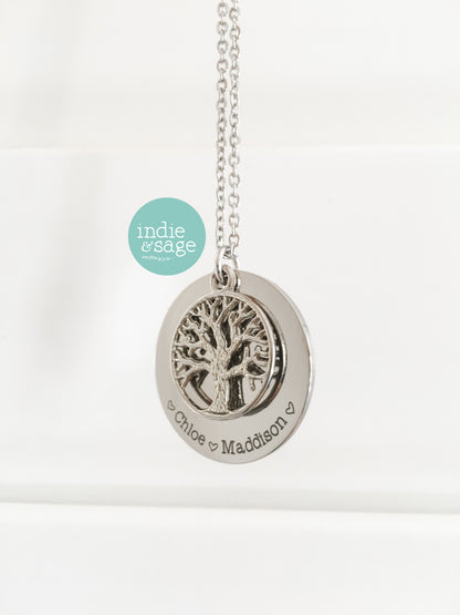 Personalised Tree Of Life Family Name Necklace (Personalise This Piece With Names Of Your Choosing)