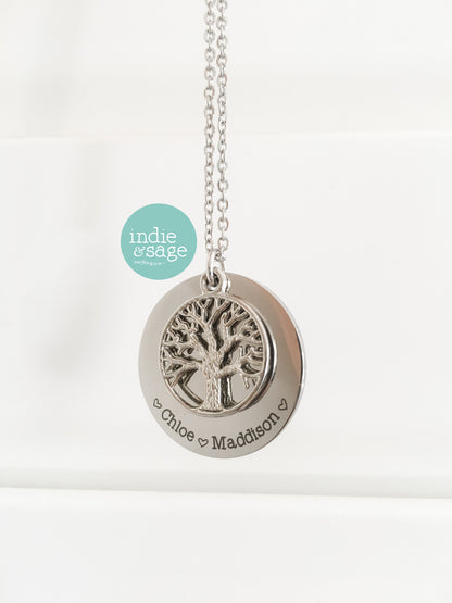 Personalised Tree Of Life Family Name Necklace (Personalise This Piece With Names Of Your Choosing)