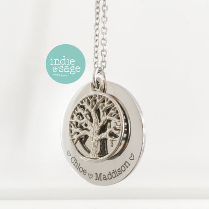 Personalised Tree Of Life Family Name Necklace (Personalise This Piece With Names Of Your Choosing)