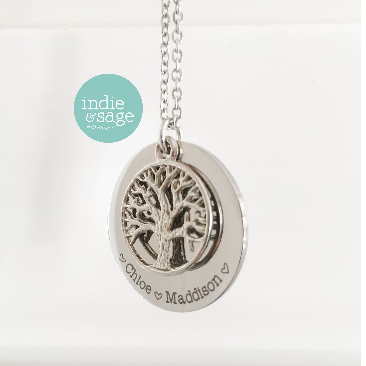 Personalised Tree Of Life Family Name Necklace (Personalise This Piece With Names Of Your Choosing)