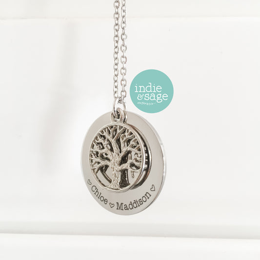 Personalised Tree Of Life Family Name Necklace (Personalise This Piece With Names Of Your Choosing)