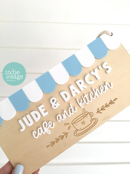 Kids Cafe and Kitchen Sign - Personalised Play Kitchen Decor