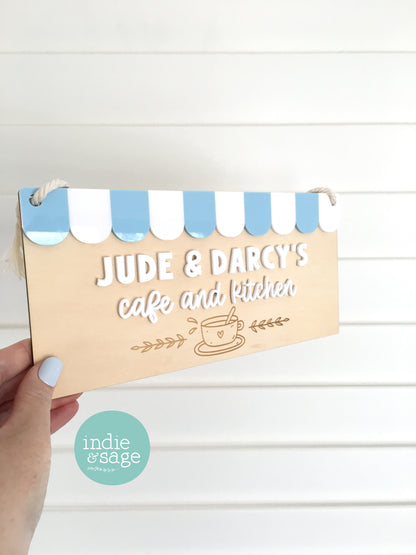 Kids Cafe and Kitchen Sign - Personalised Play Kitchen Decor