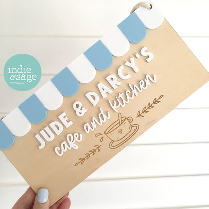 Kids Cafe and Kitchen Sign - Personalised Play Kitchen Decor
