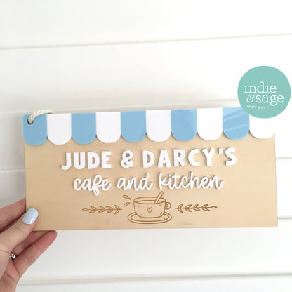 Kids Cafe and Kitchen Sign - Personalised Play Kitchen Decor