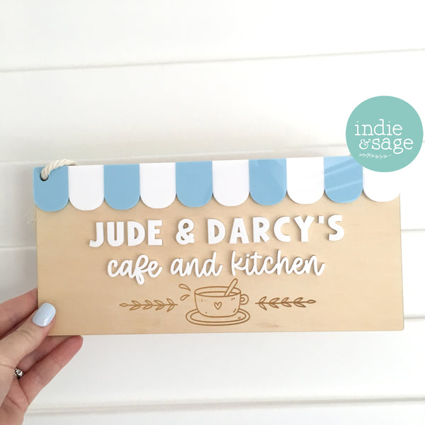 Kids Cafe and Kitchen Sign - Personalised Play Kitchen Decor