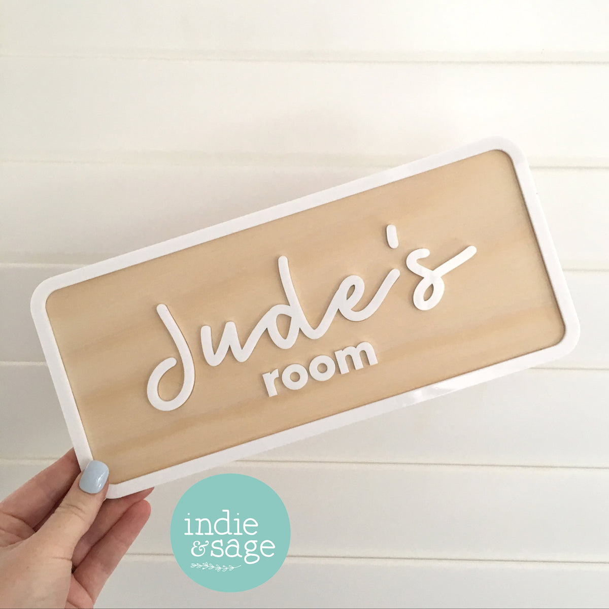 Personalised Timber & Acrylic Name Sign | Custom Bedroom Door Sign