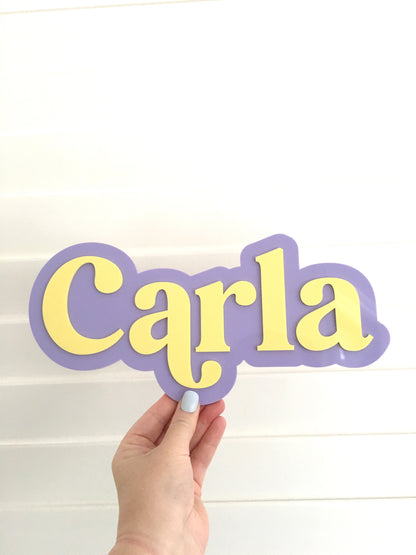 Personalised Acrylic Name Sign | 3D Double Layer Nursery Name Plaque | Custom Kids Room Decor | 15cm 20cm 30cm 40cm
