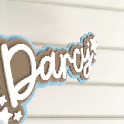 Personalised Acrylic Name Sign | 3D Triple Layer Kids Name Plaque | Boys Name Sign with Stars | 15cm 20cm 30cm 40cm
