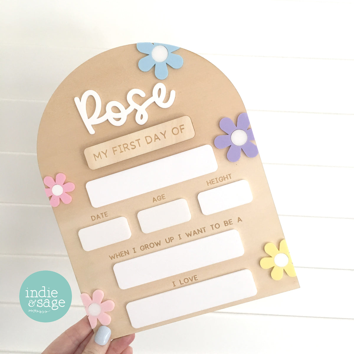 Personalised First & Last Day School Sign – Pastel Daisy Design