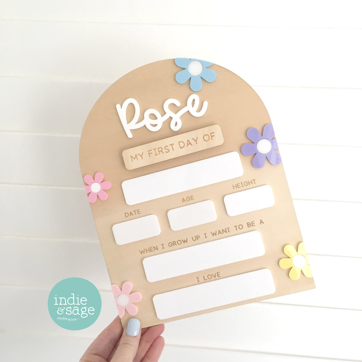 Personalised First & Last Day School Sign – Pastel Daisy Design