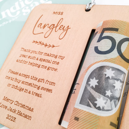 Christmas Money Holder - Teacher Gift Personalised