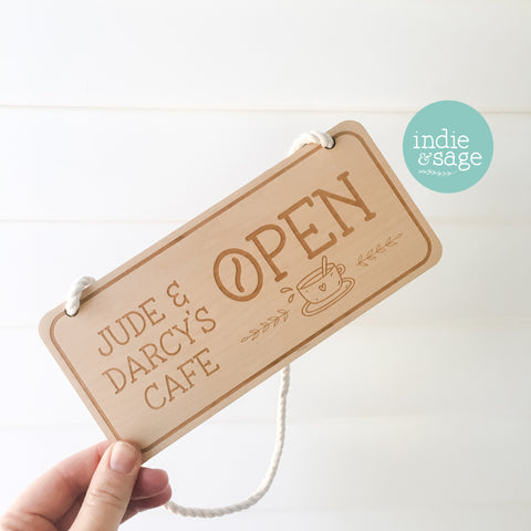 Personalised Kids Cafe Open & Closed Sign (double sided)