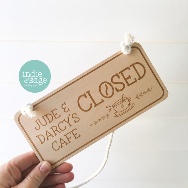 Personalised Kids Cafe Open & Closed Sign (double sided)