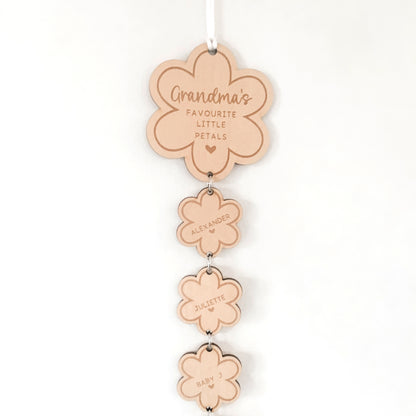 Grandma's Favourite Little Petals Personalised Flower Shaped Wall Hanging
