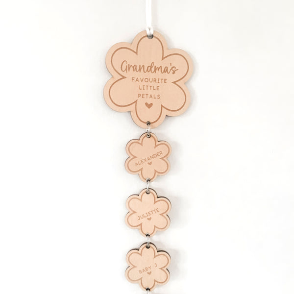 Grandma's Favourite Little Petals Personalised Flower Shaped Wall Hanging