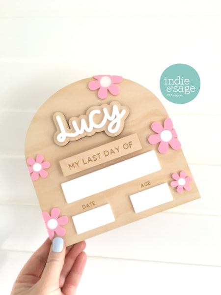 MINI Back To School Board - Pink & White Flower Design