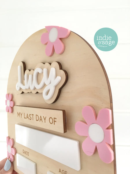 MINI Back To School Board - Pink & White Flower Design