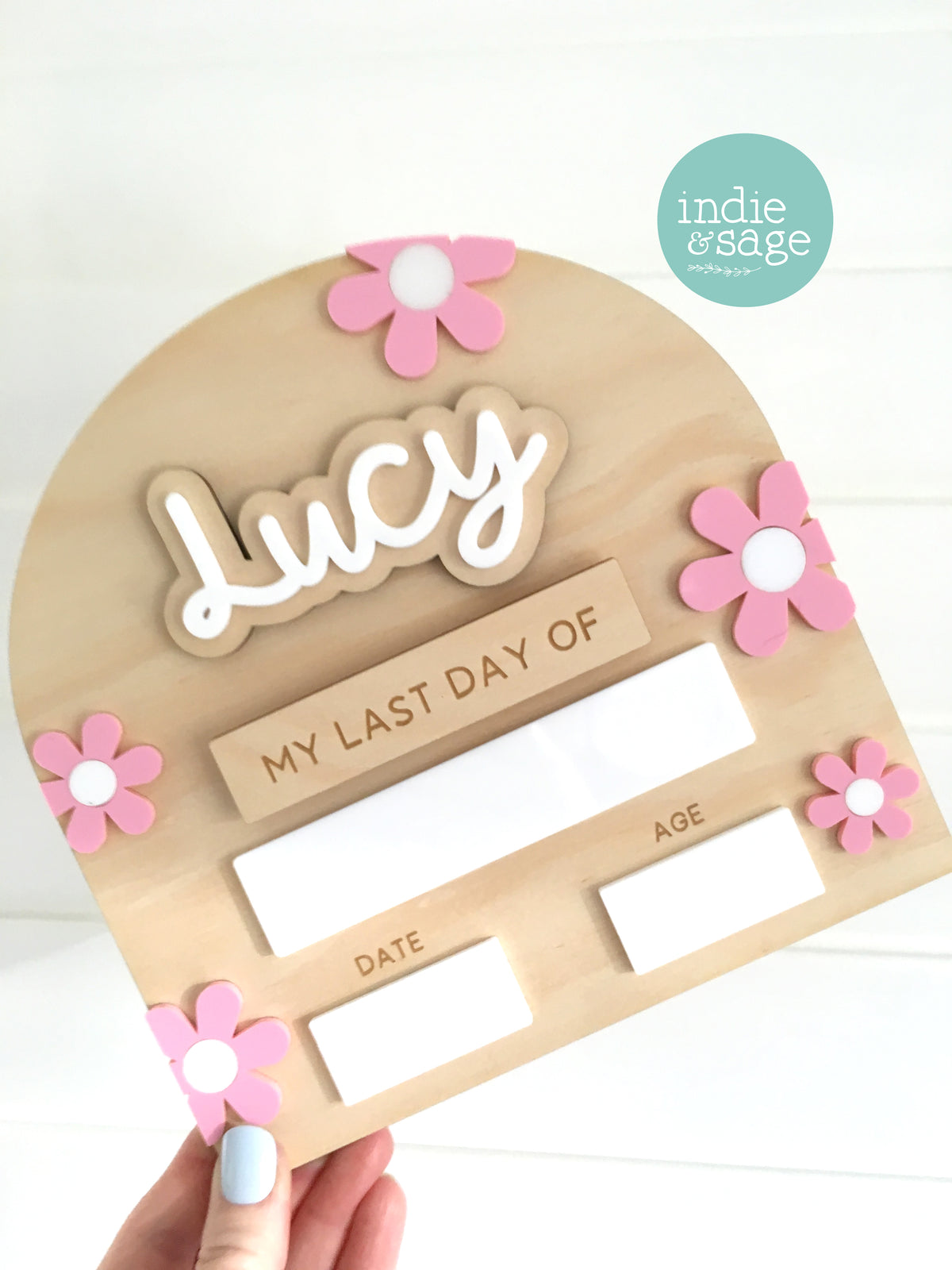 MINI Back To School Board - Pink & White Flower Design