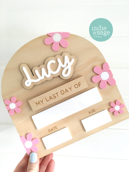 MINI Back To School Board - Pink & White Flower Design