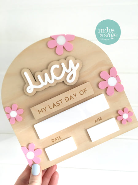 MINI Back To School Board - Pink & White Flower Design