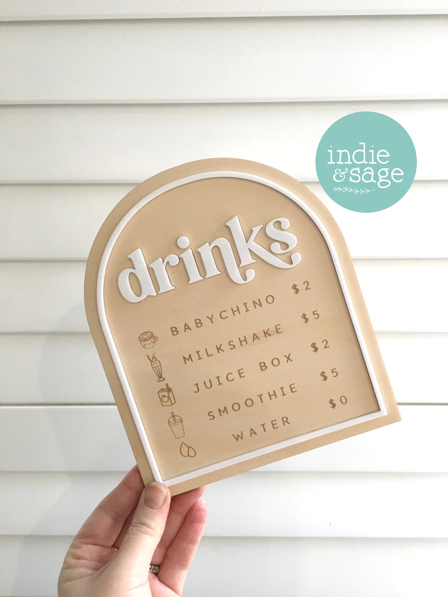 Personalised Kids Café Menu & Drinks Menu – Play Kitchen / Cubby House Pretend Play Sign