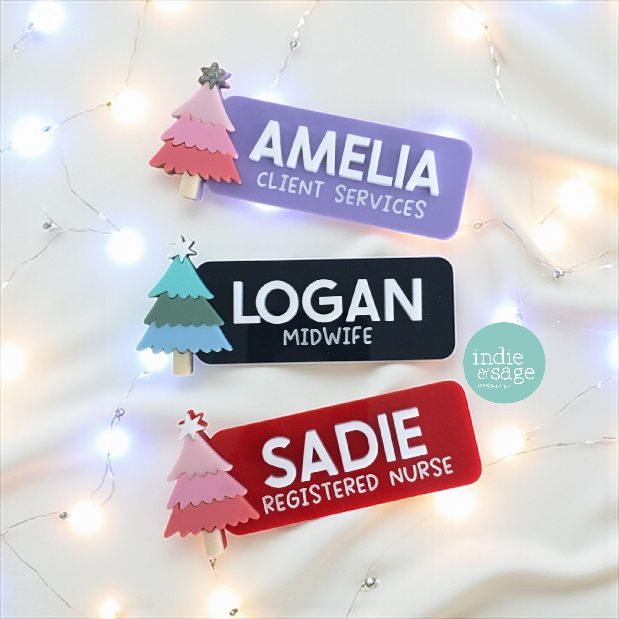 Christmas Name Badge - Personalised Name Badge with Christmas Tree