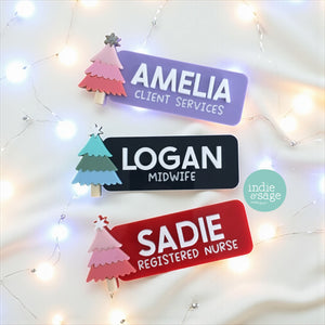 Christmas Name Badge - Personalised Name Badge with Christmas Tree