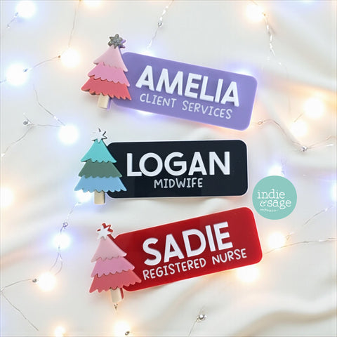 Christmas Name Badge - Personalised Name Badge with Christmas Tree
