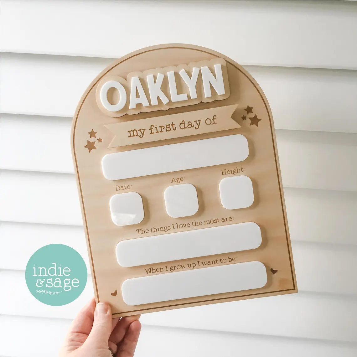 Personalised Back To School Board - Heart & Star Design