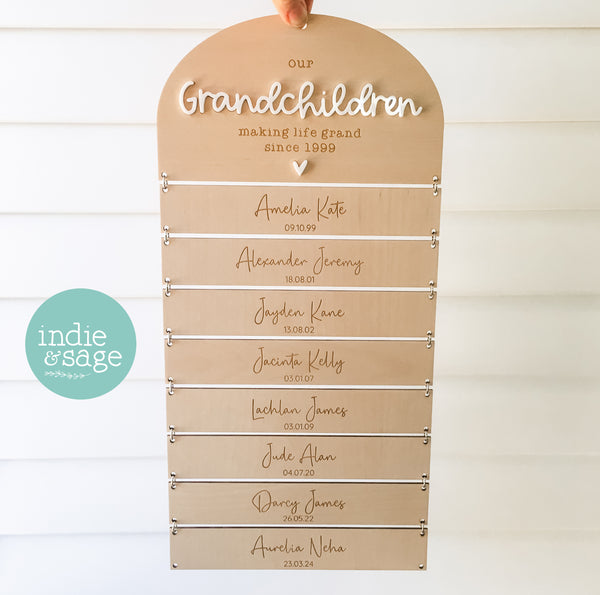 Our Grandchildren Personalised Family Name Sign (Mother's Day Gift Ideas)