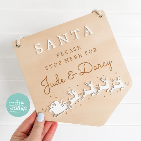 Christmas Decor - Personalised Santa Stop Here Sign