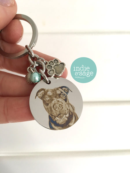Pet Memorial Photo Keychain, No Longer By My Side But Forever In My Heart Personalised Keyring