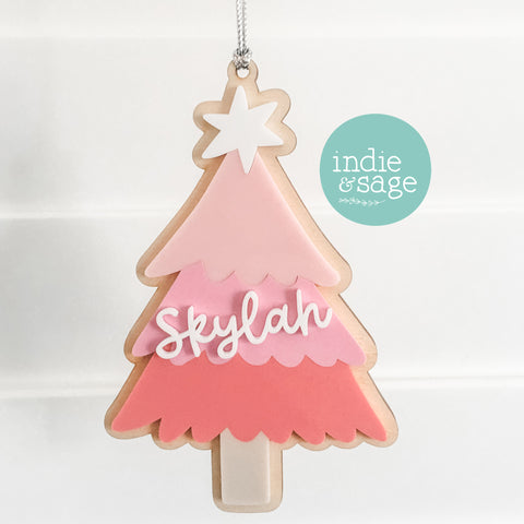 Personalised Christmas Decorations - Pink Girls Name Ornament